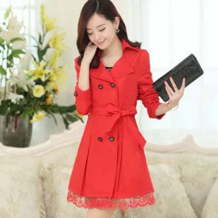 Trench Coat Spring Korean Large Code Lace Slim