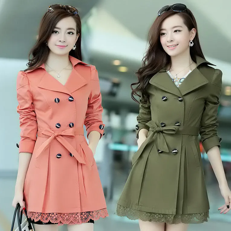 Trench Coat Spring Korean Large Code Lace Slim