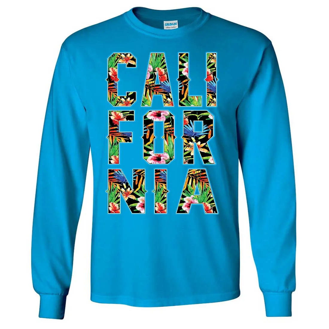 Tropical California Floral Print Long Sleeve Shirt
