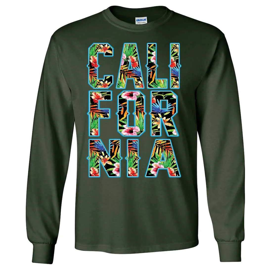 Tropical California Floral Print Long Sleeve Shirt