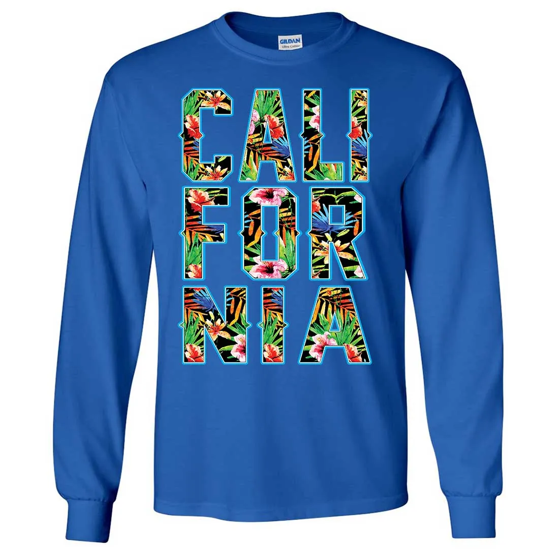 Tropical California Floral Print Long Sleeve Shirt