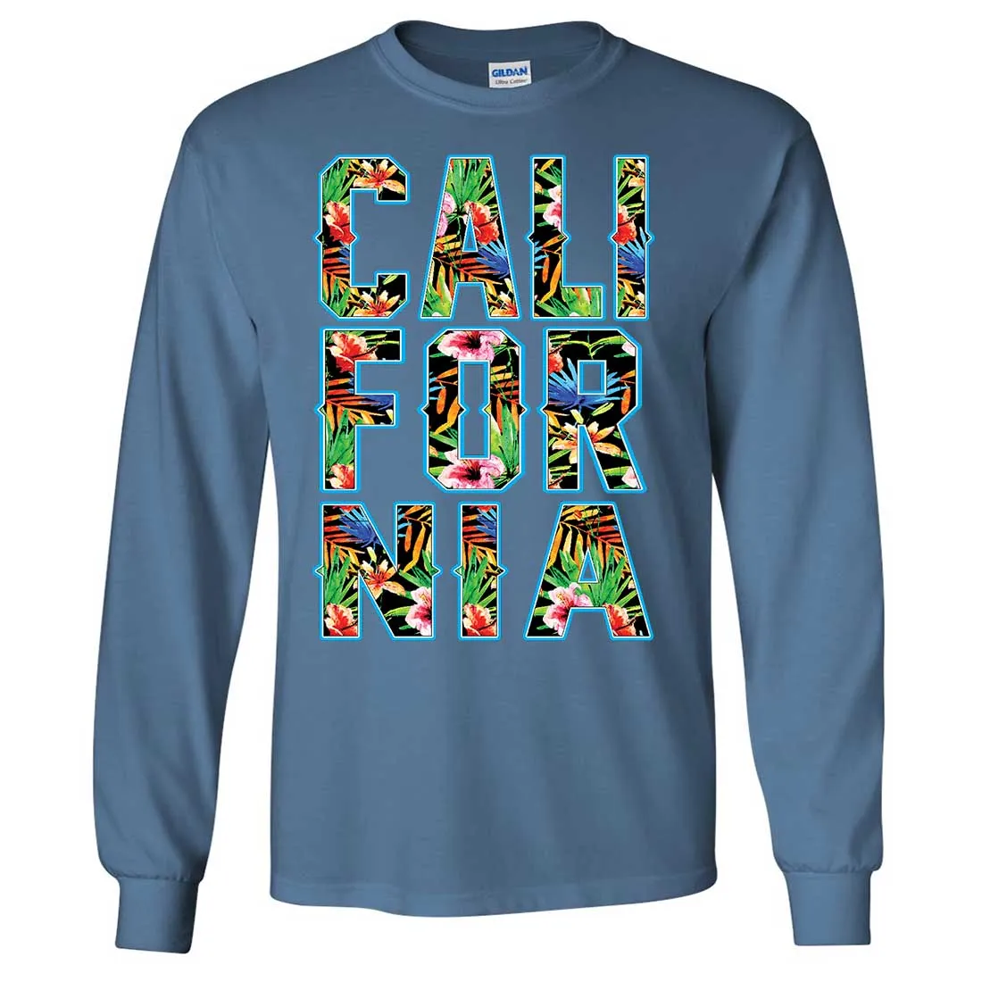 Tropical California Floral Print Long Sleeve Shirt