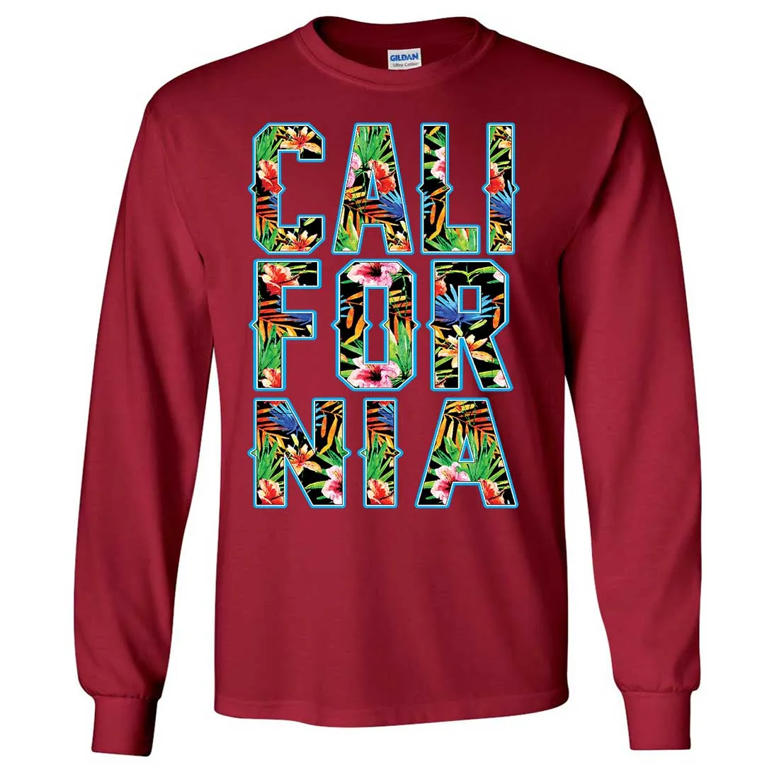 Tropical California Floral Print Long Sleeve Shirt