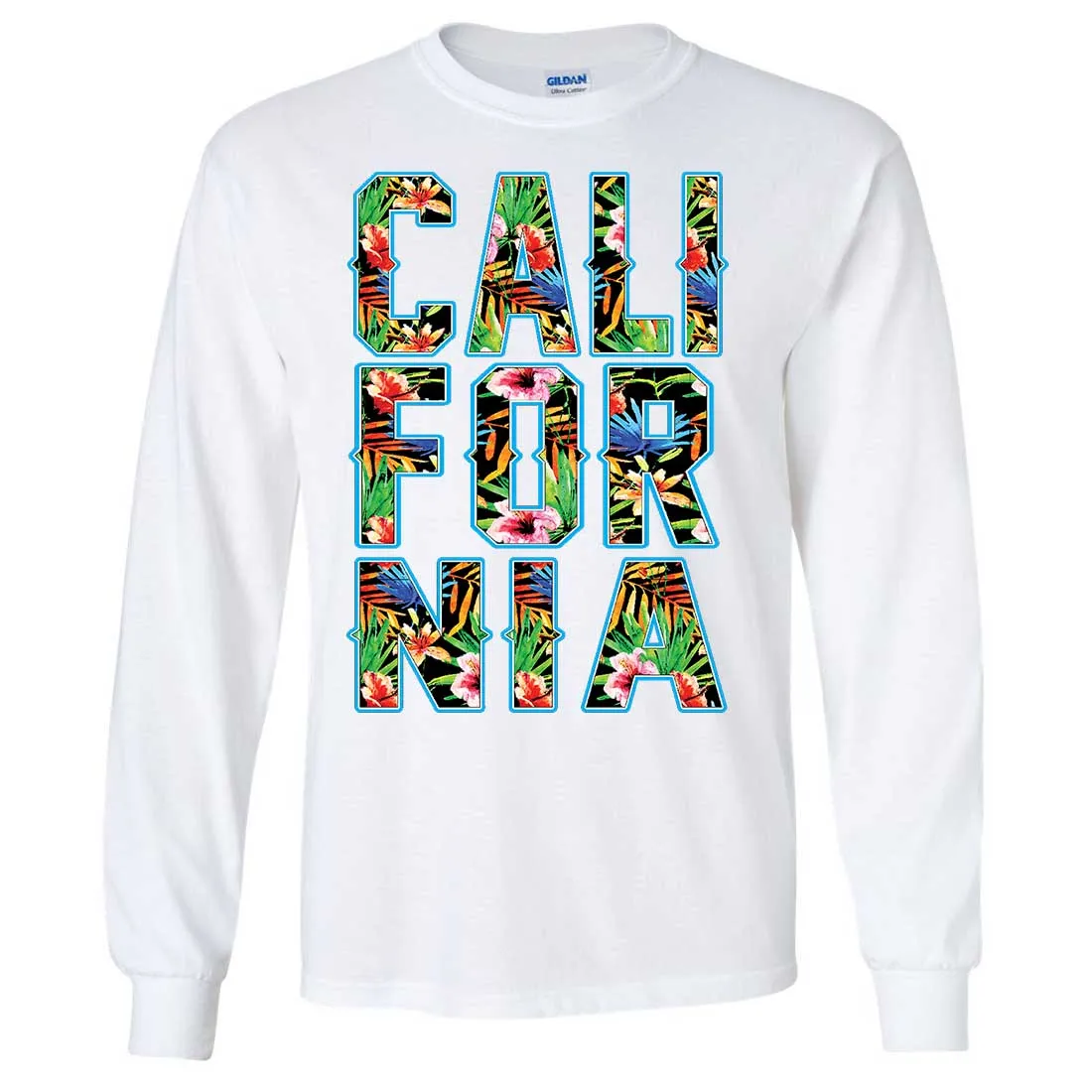 Tropical California Floral Print Long Sleeve Shirt