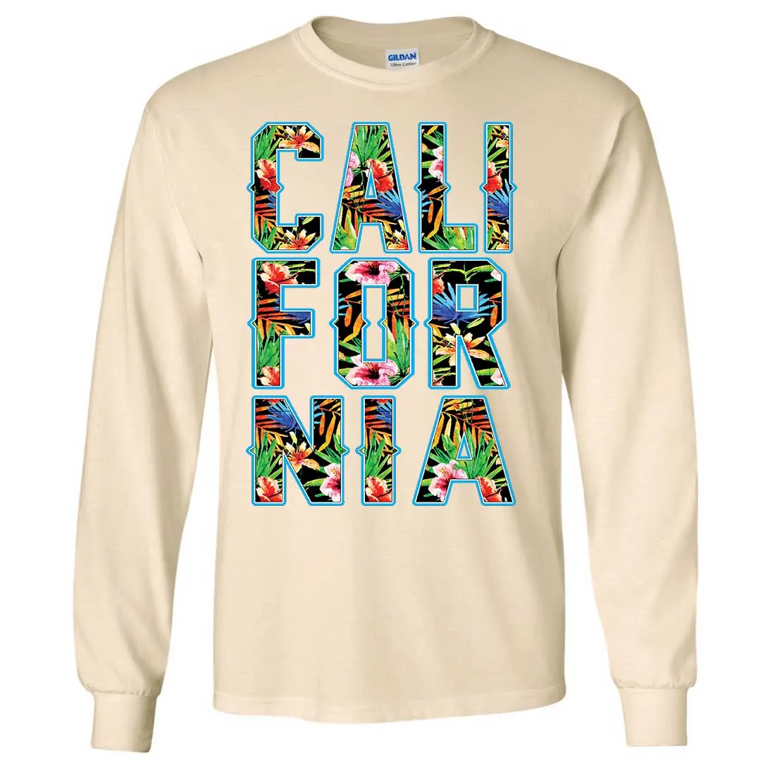 Tropical California Floral Print Long Sleeve Shirt