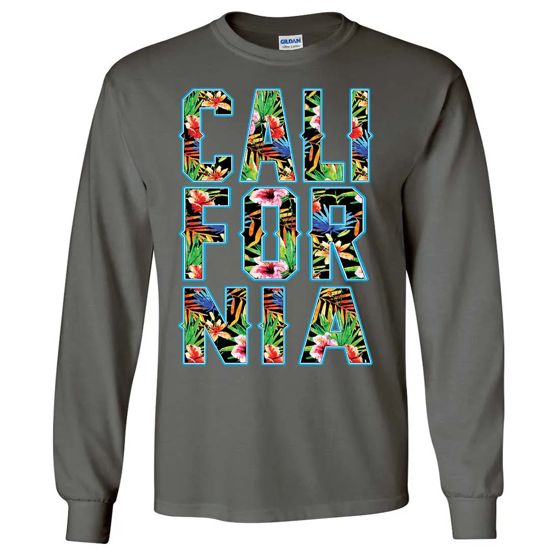 Tropical California Floral Print Long Sleeve Shirt