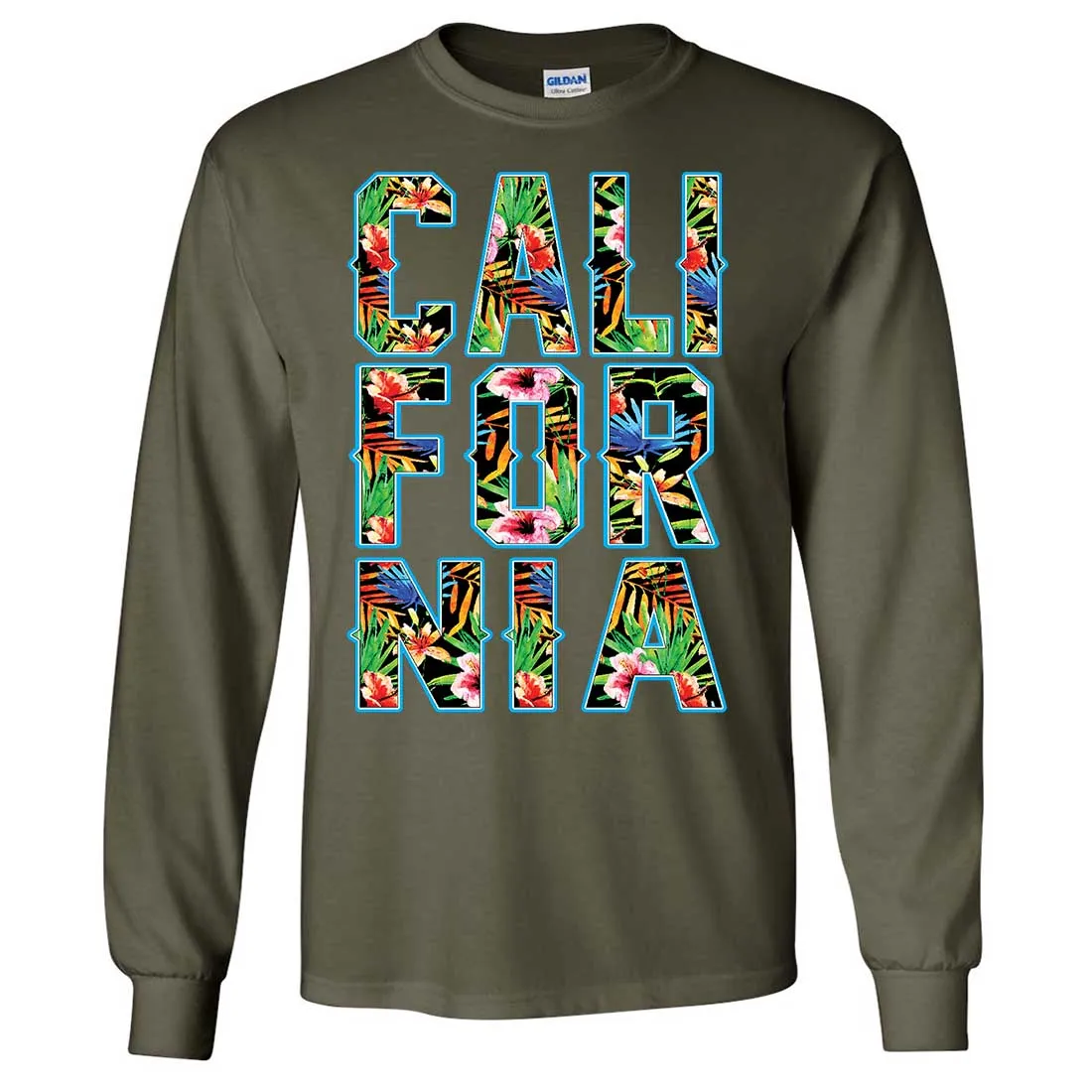 Tropical California Floral Print Long Sleeve Shirt