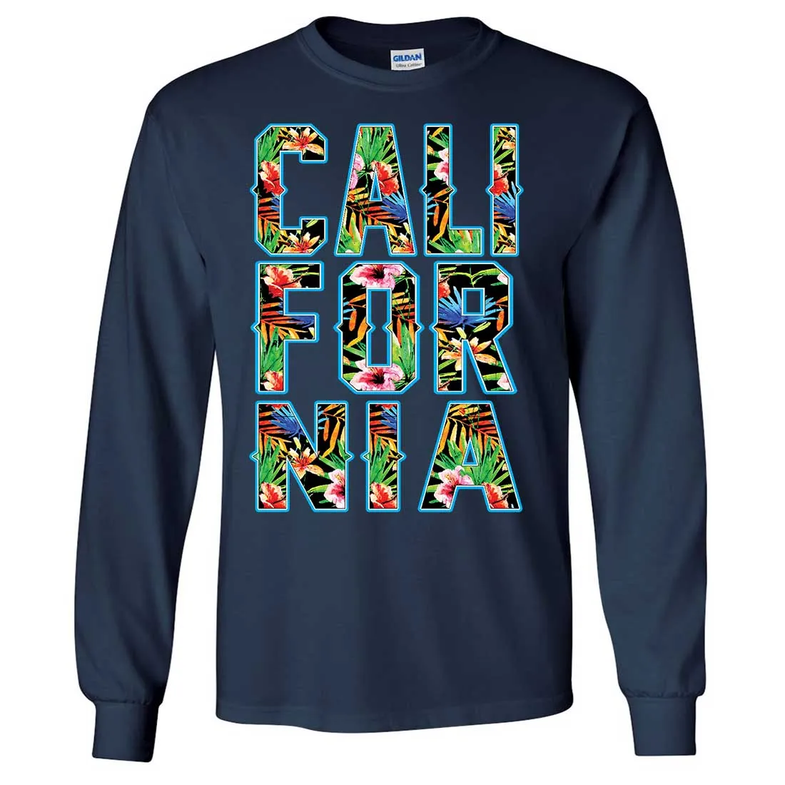 Tropical California Floral Print Long Sleeve Shirt