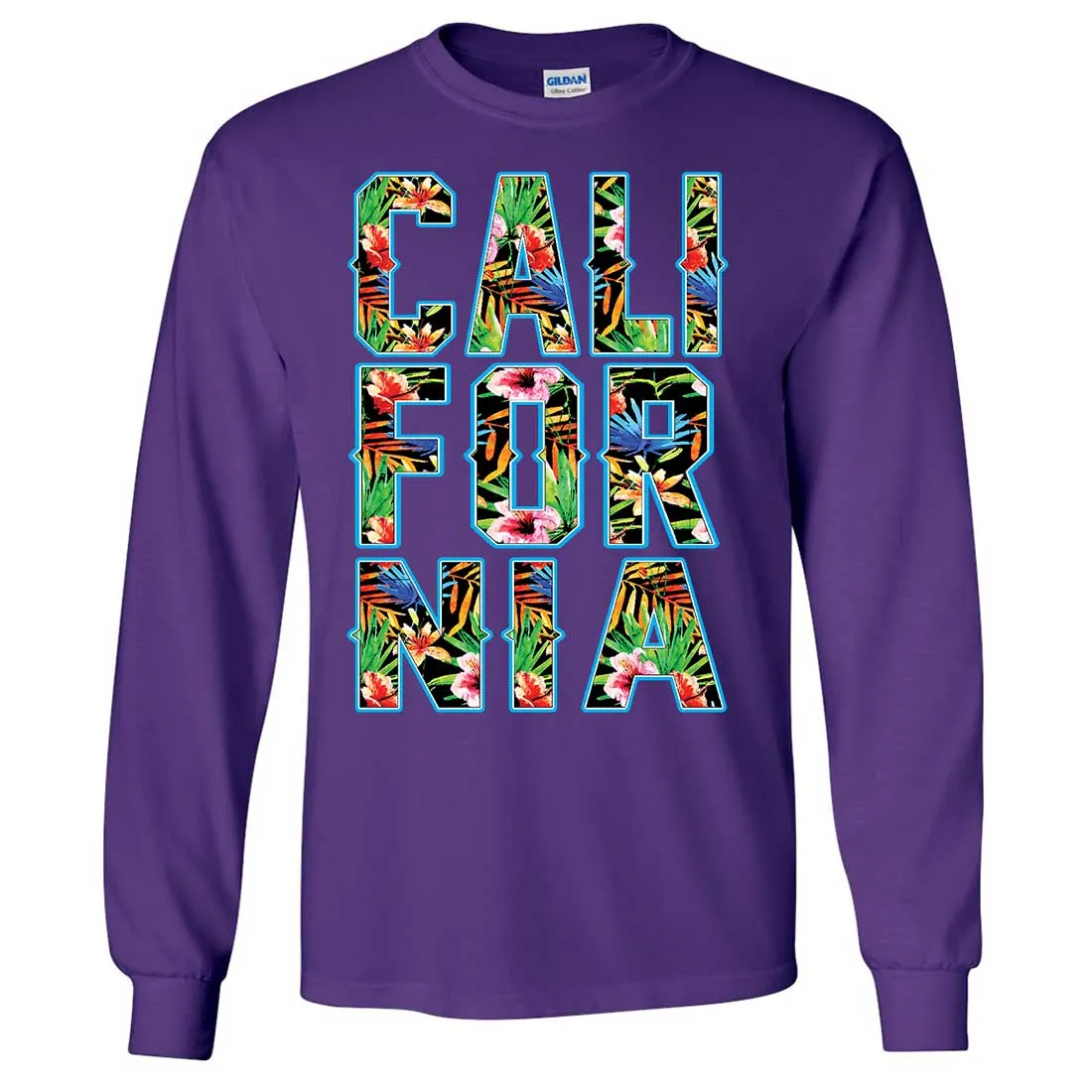 Tropical California Floral Print Long Sleeve Shirt