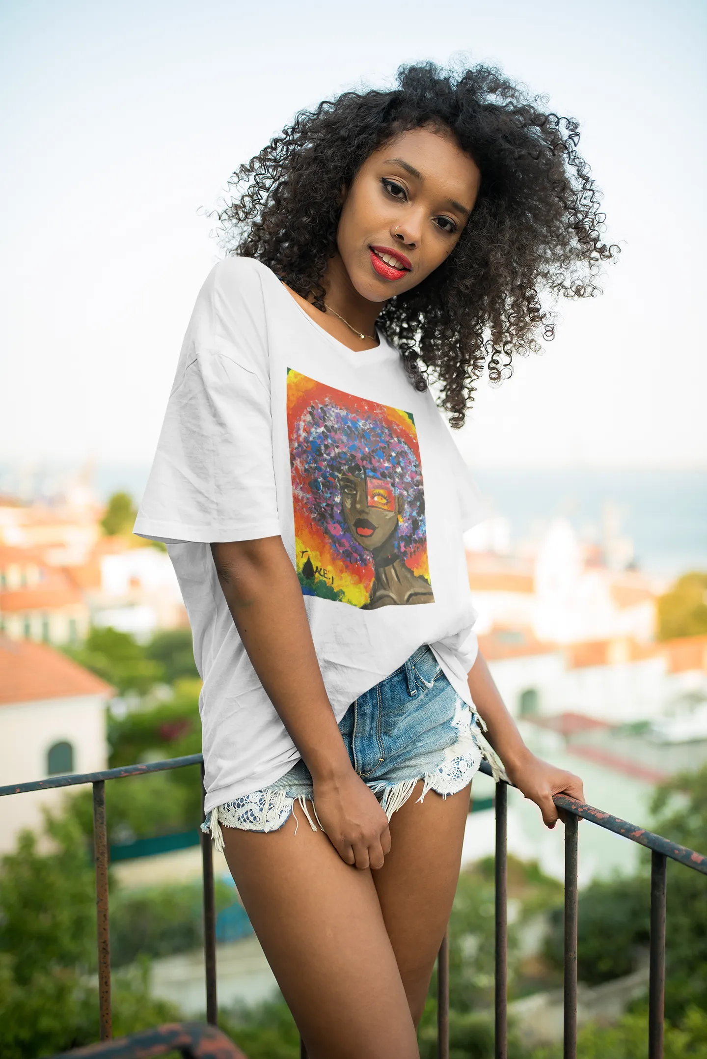 [TRUE COLORS] Women's V-Neck T-Shirt