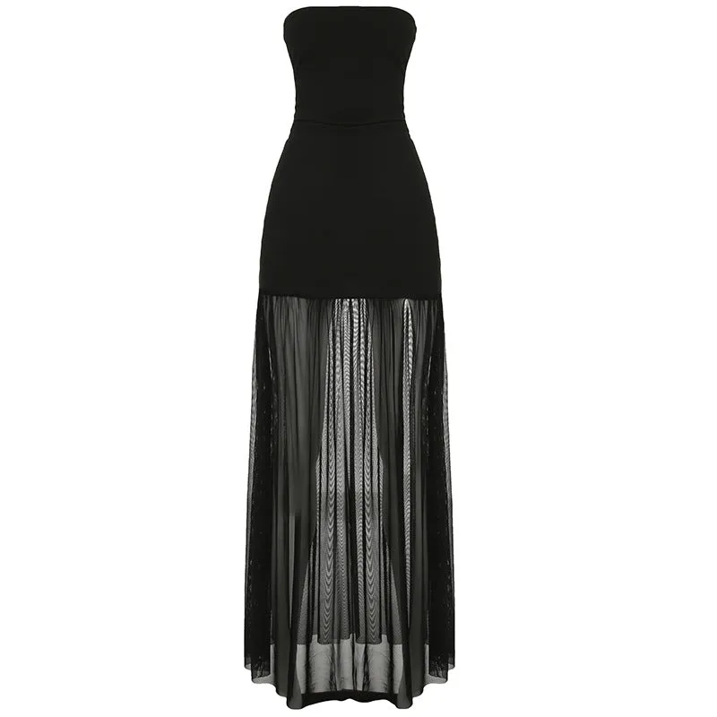 Tube Sheer Skirt Maxi Dress