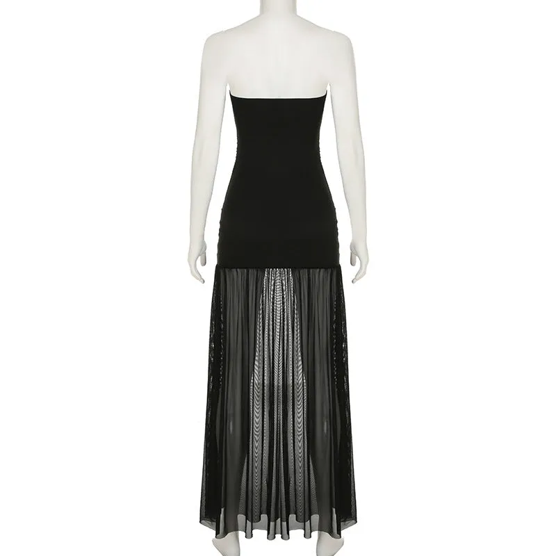 Tube Sheer Skirt Maxi Dress