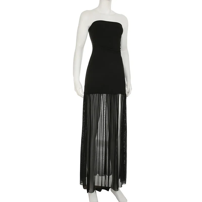 Tube Sheer Skirt Maxi Dress
