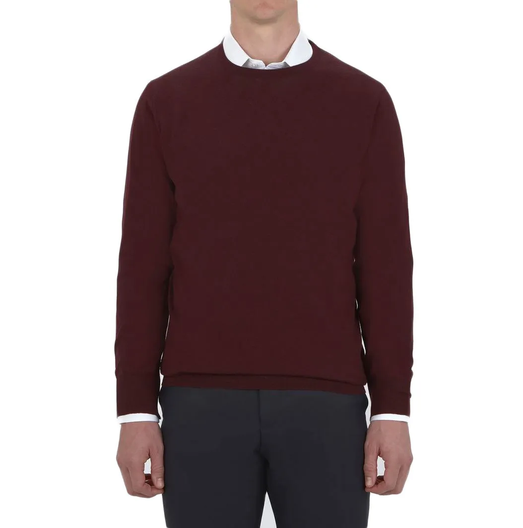 Turnbull & Asser Knit Crewneck Jumper Sweater, Small Deep Red
