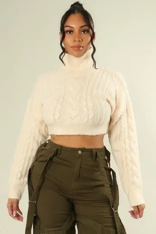 Twisted Cable Knit Crop Sweater