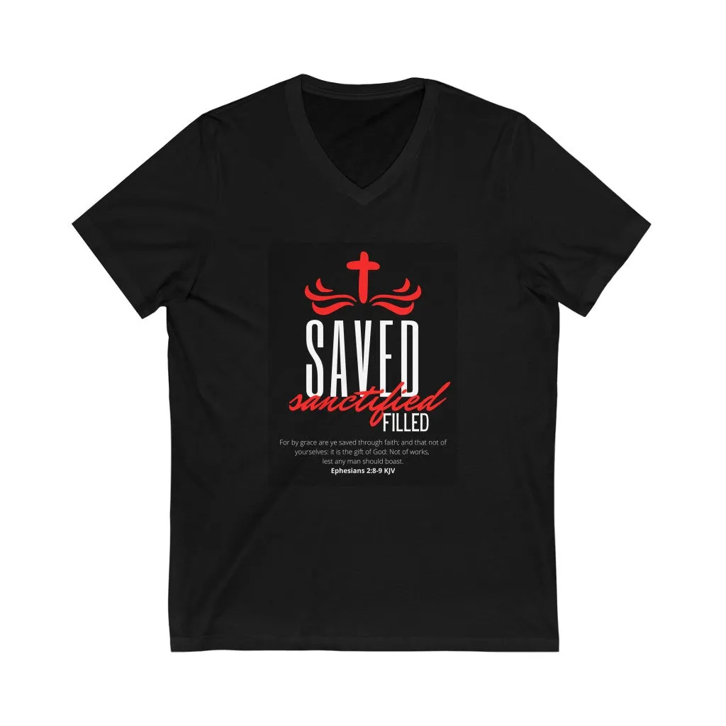 Unisex Jersey Short Sleeve V-Neck Tee (Black Love Rocks Original Design - SAVED)