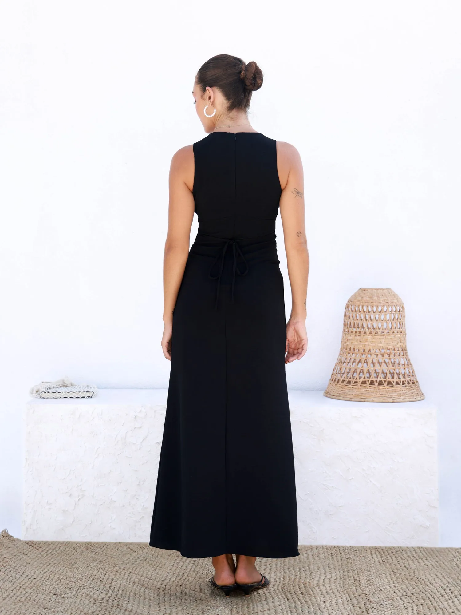 V-Neck Bustier Detail Maxi Dress