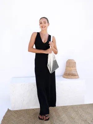 V-Neck Bustier Detail Maxi Dress