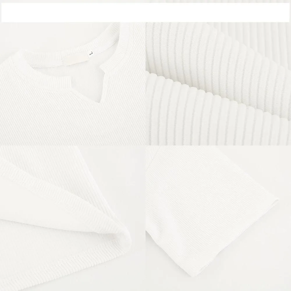 V-Neck Design Pleated T-Shirt