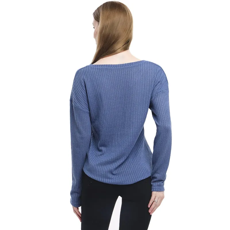 V Neck Long Sleeve Casual Top