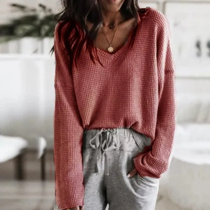 V Neck Long Sleeve Casual Top