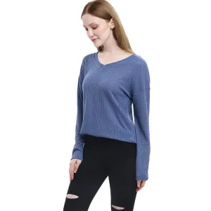 V Neck Long Sleeve Casual Top