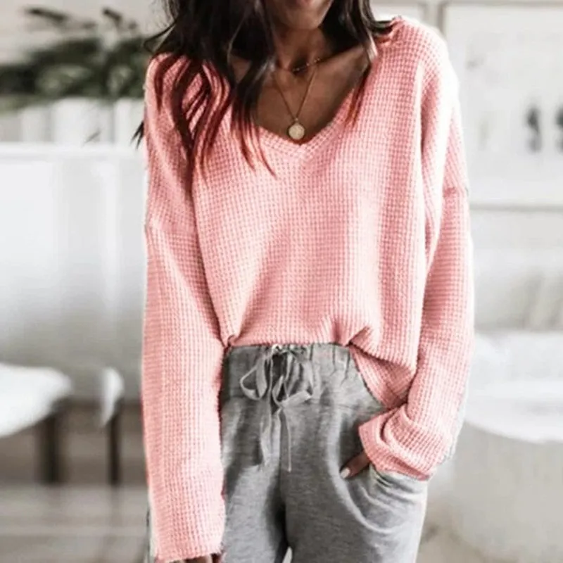 V Neck Long Sleeve Casual Top