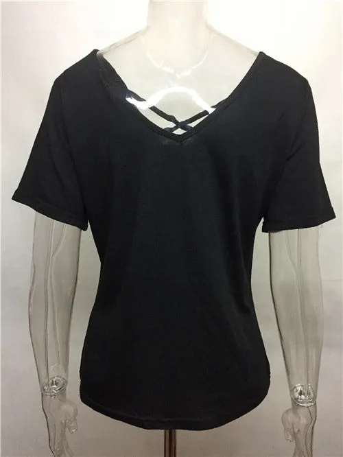 V-neck Short-sleeved Casual T-shirt
