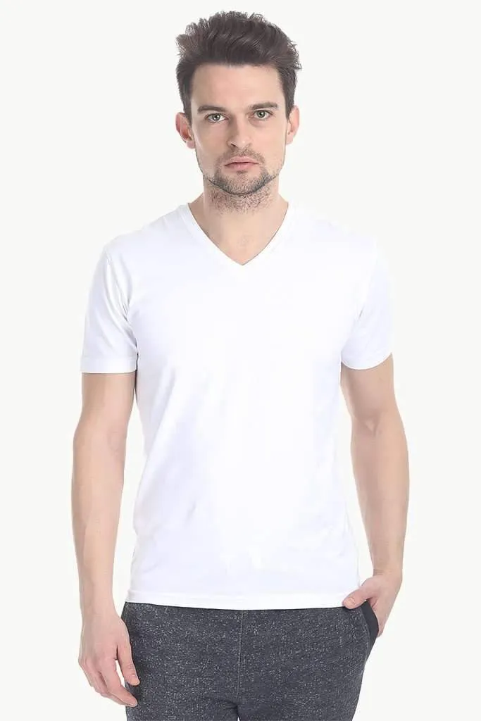 V Neck Slight Stretch Solid T- Shirt