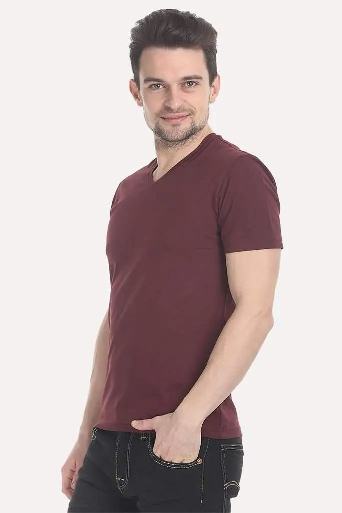 V Neck Slight Stretch Solid T- Shirt