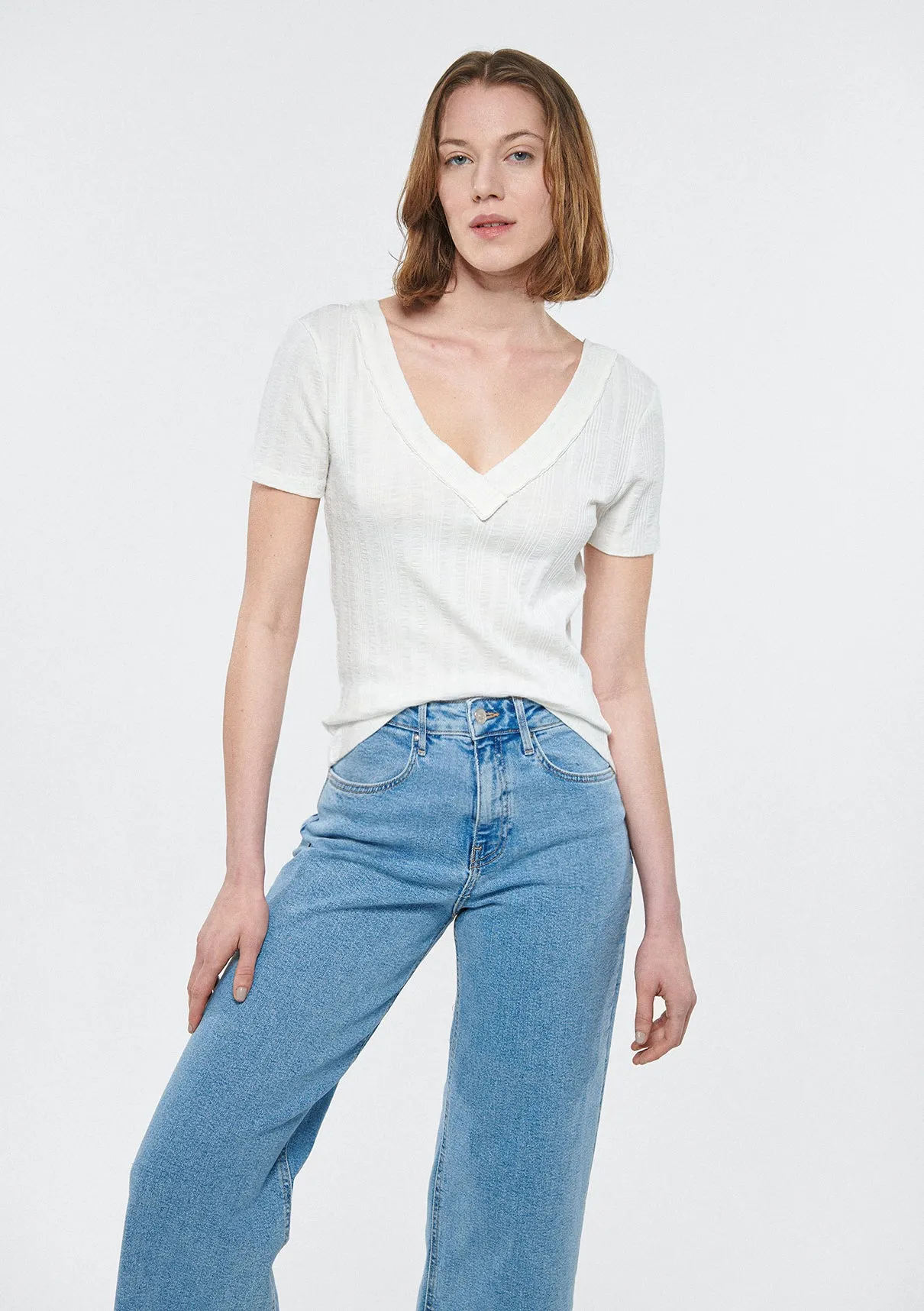 V Neck White T-Shirt