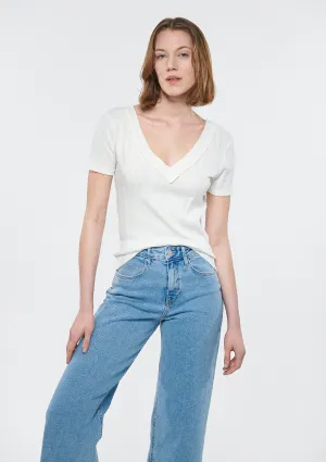 V Neck White T-Shirt