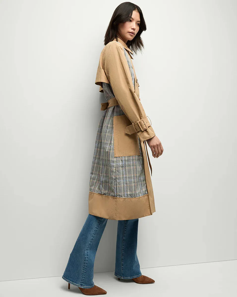 VERONICA BEARD Liam Patchwork Plaid Trench Coat
