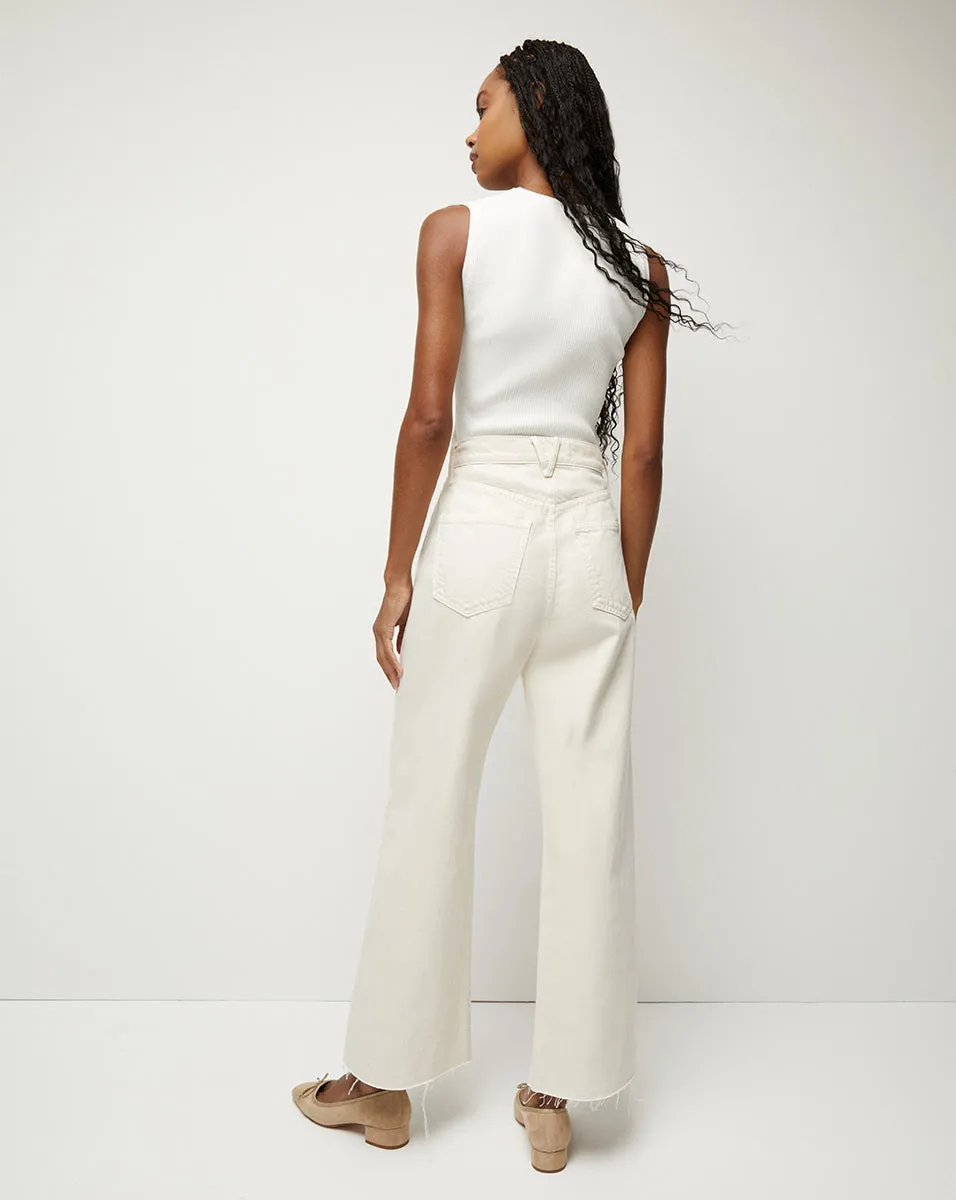 Veronica Beard Taylor Cropped High Rise Wide Jean