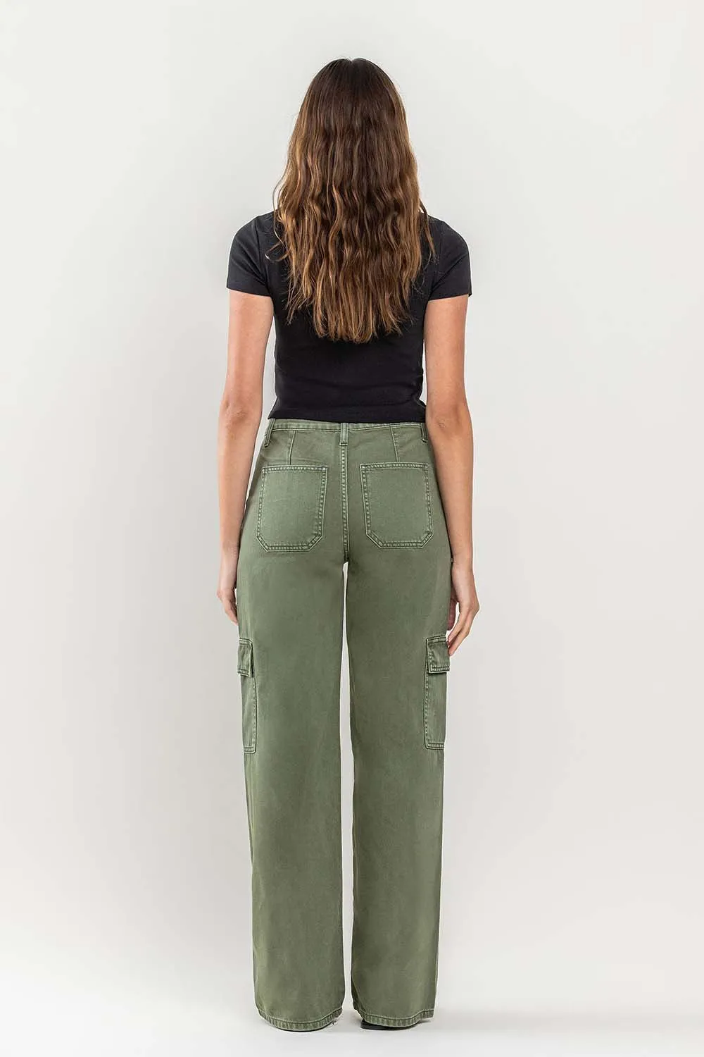 Vervet High Rise Thyme Utility Wide Cargo Pant