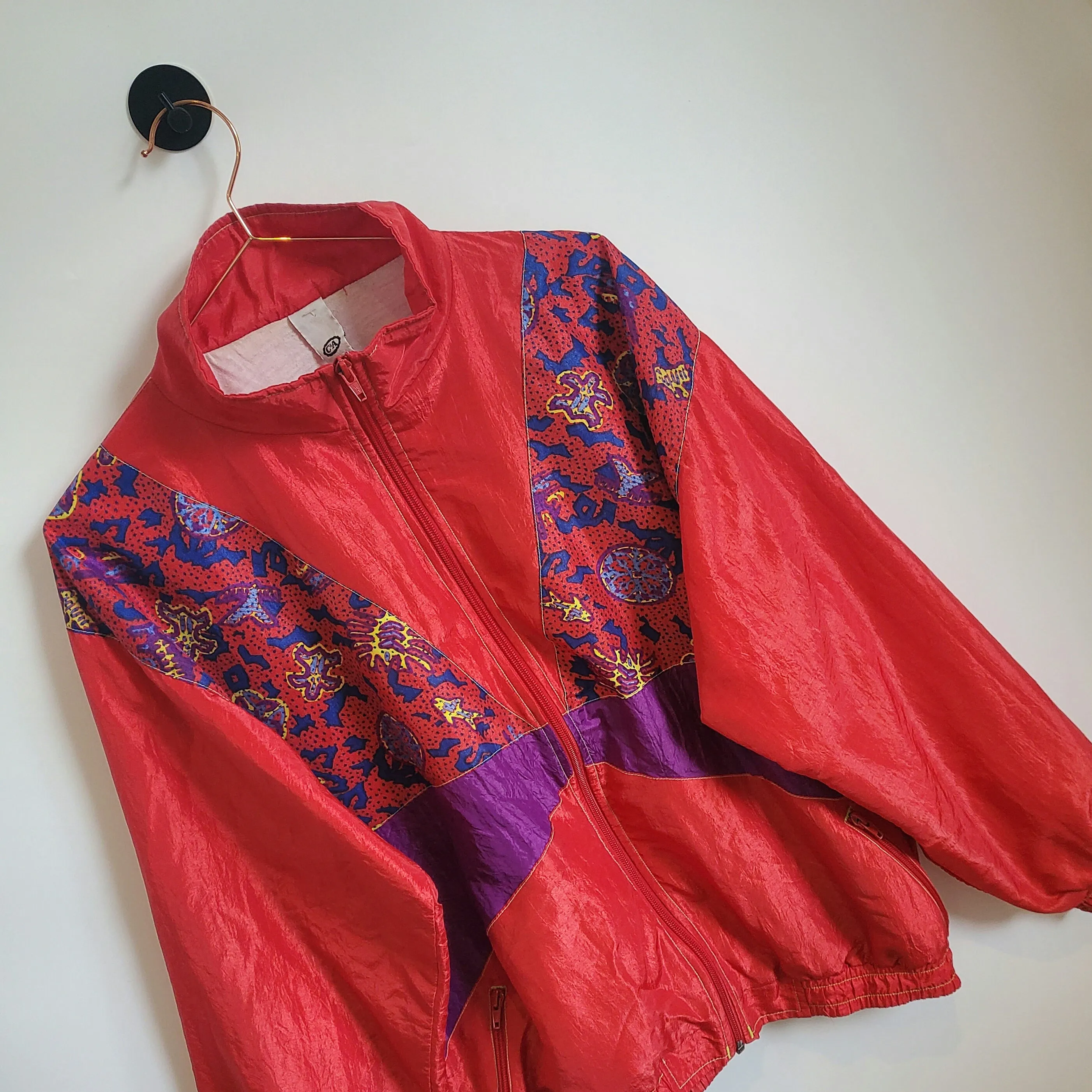 Vintage 90s Funky Print Festival Windbreaker Jacket | Size M