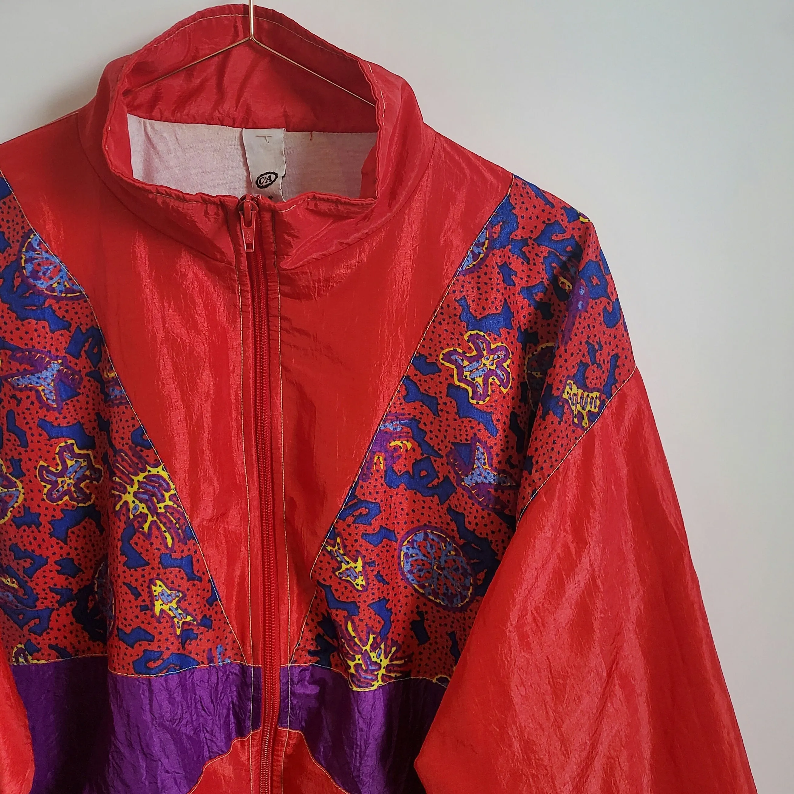Vintage 90s Funky Print Festival Windbreaker Jacket | Size M