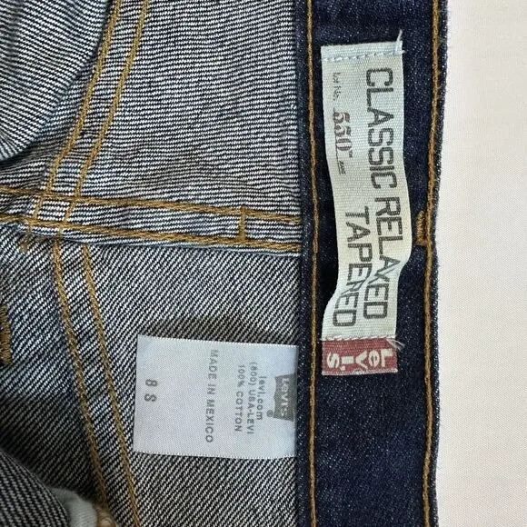 Vintage Levis 550 Jeans Women’s Size 8 High Rise Relaxed Tapered Dark Wash USA