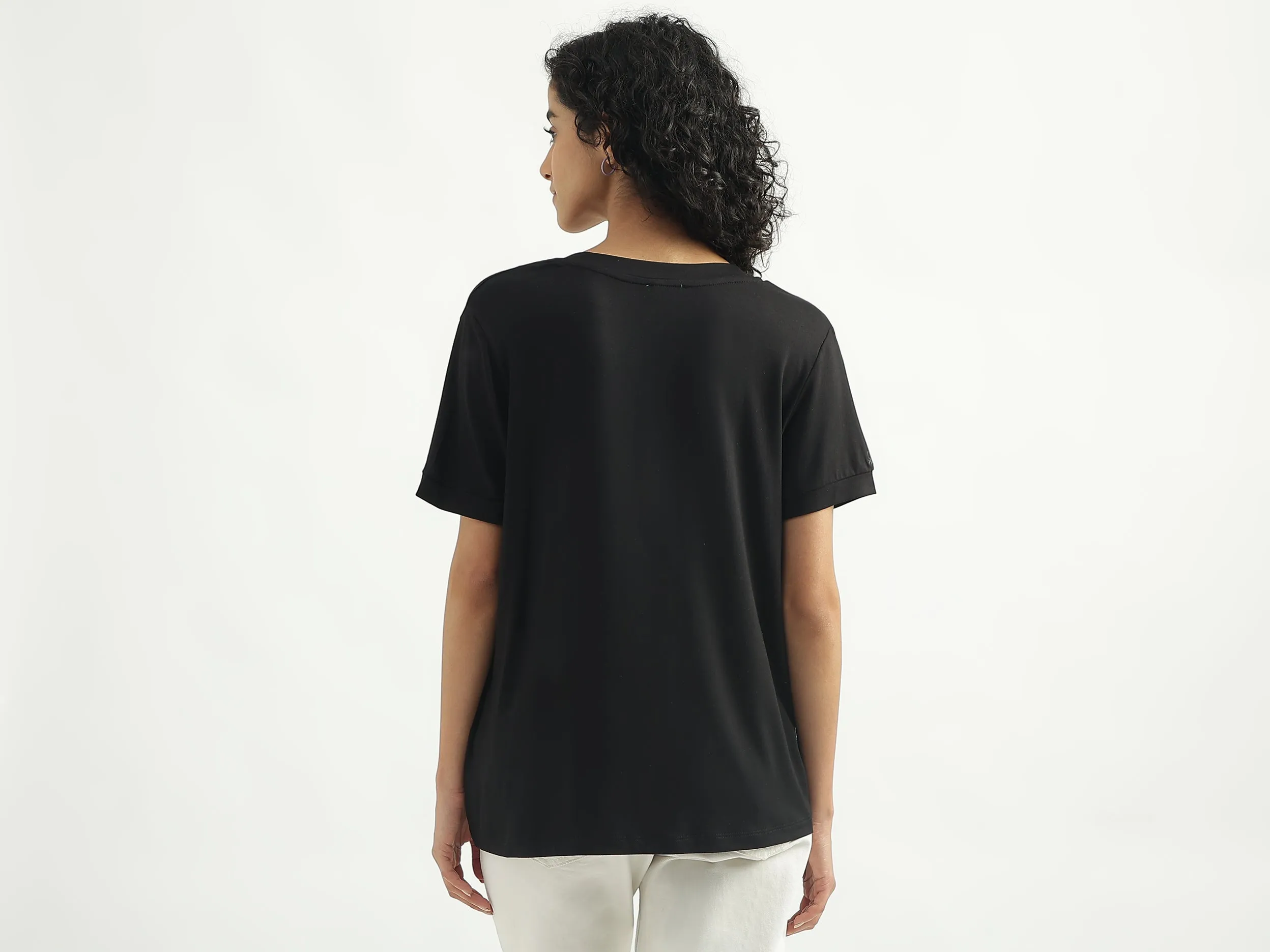 Viscose Solid V-Neck Women T-shirts