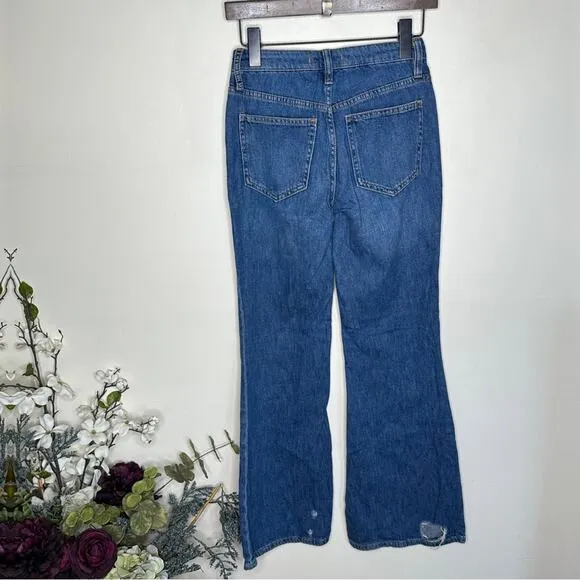 WE THE FREE Relaxed Heritage Flare Jeans Distressed Medium Wash {JJ13}