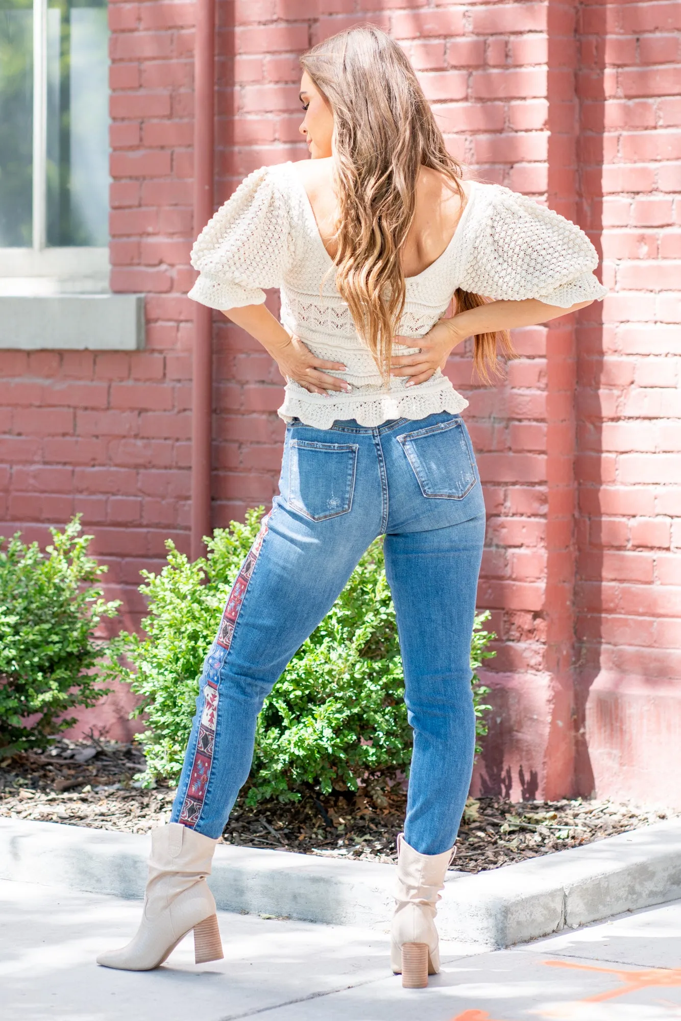 Western Print Mid Rise Relaxed Fit