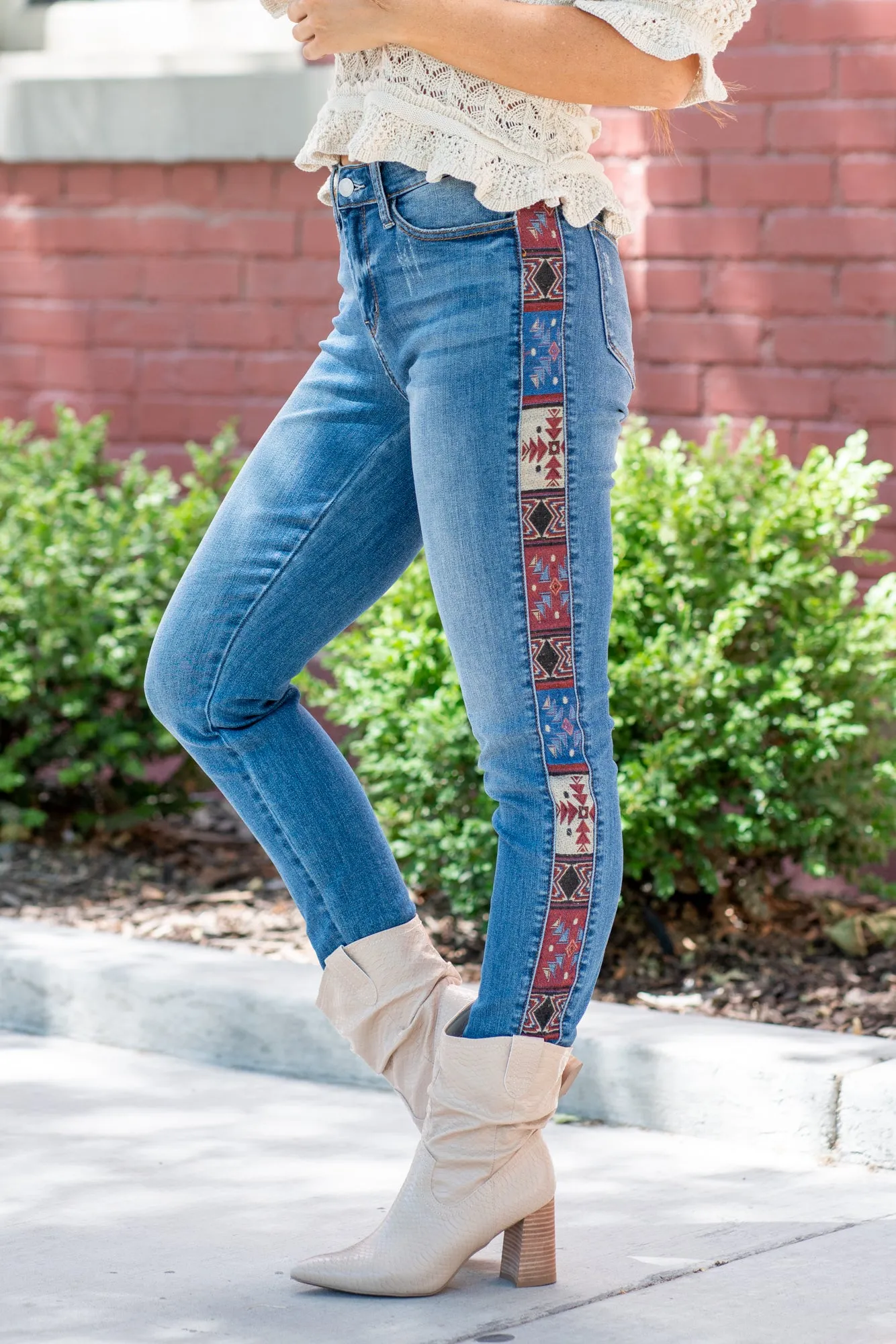 Western Print Mid Rise Relaxed Fit