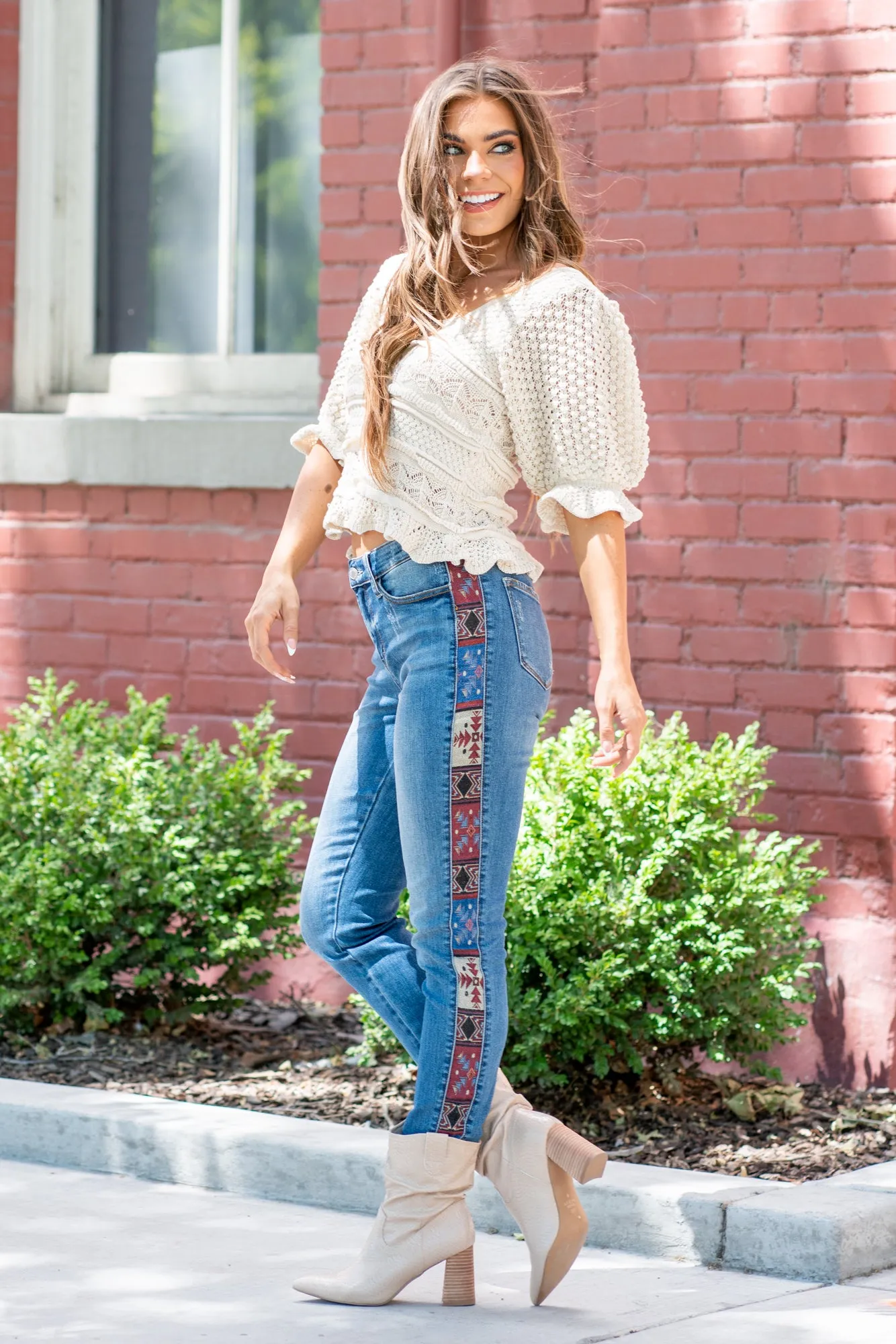 Western Print Mid Rise Relaxed Fit