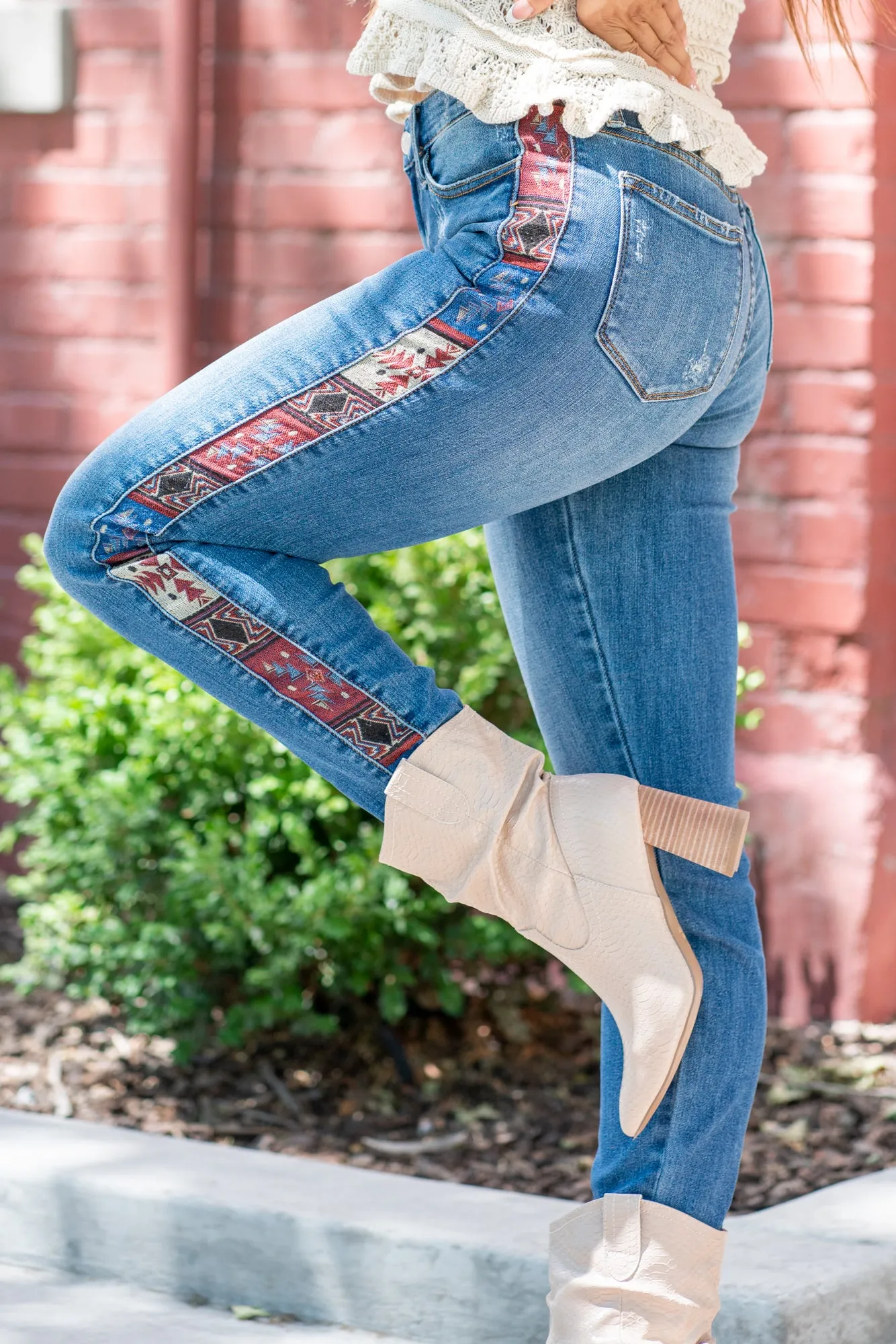 Western Print Mid Rise Relaxed Fit