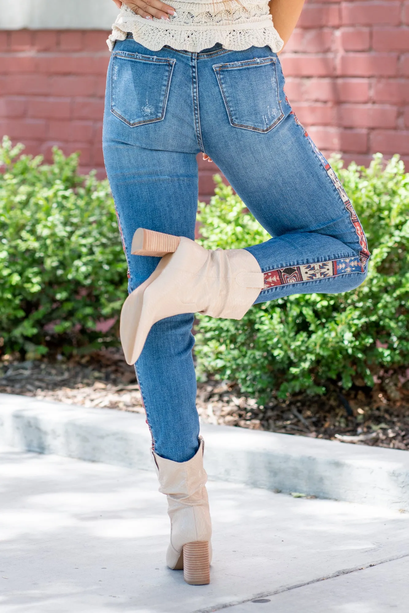 Western Print Mid Rise Relaxed Fit