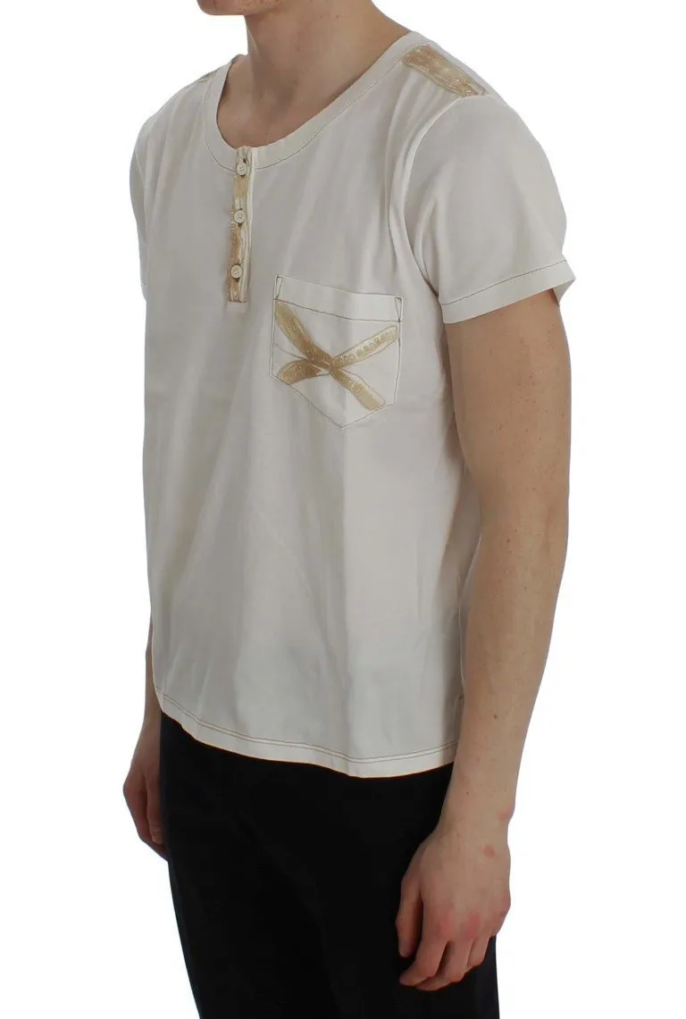 White Cotton Henley Beachwear T-shirt