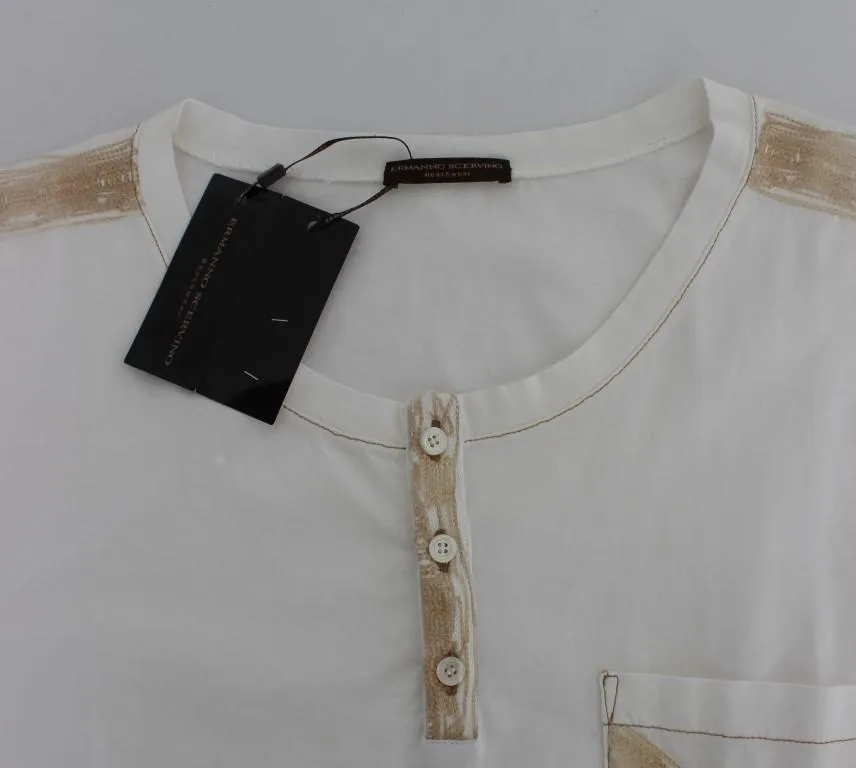 White Cotton Henley Beachwear T-shirt
