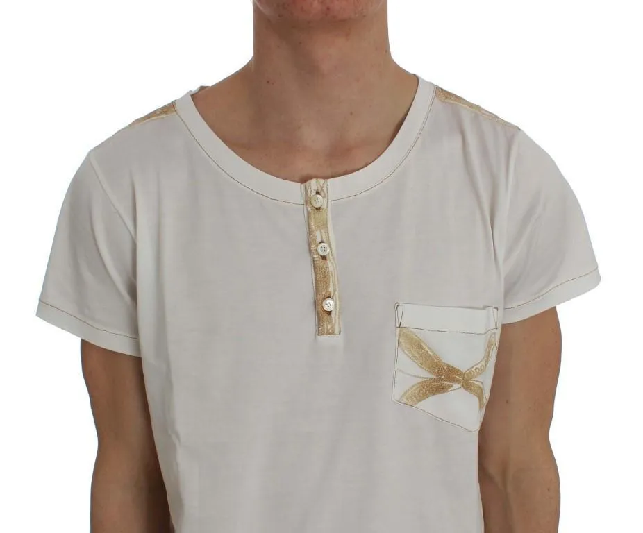 White Cotton Henley Beachwear T-shirt