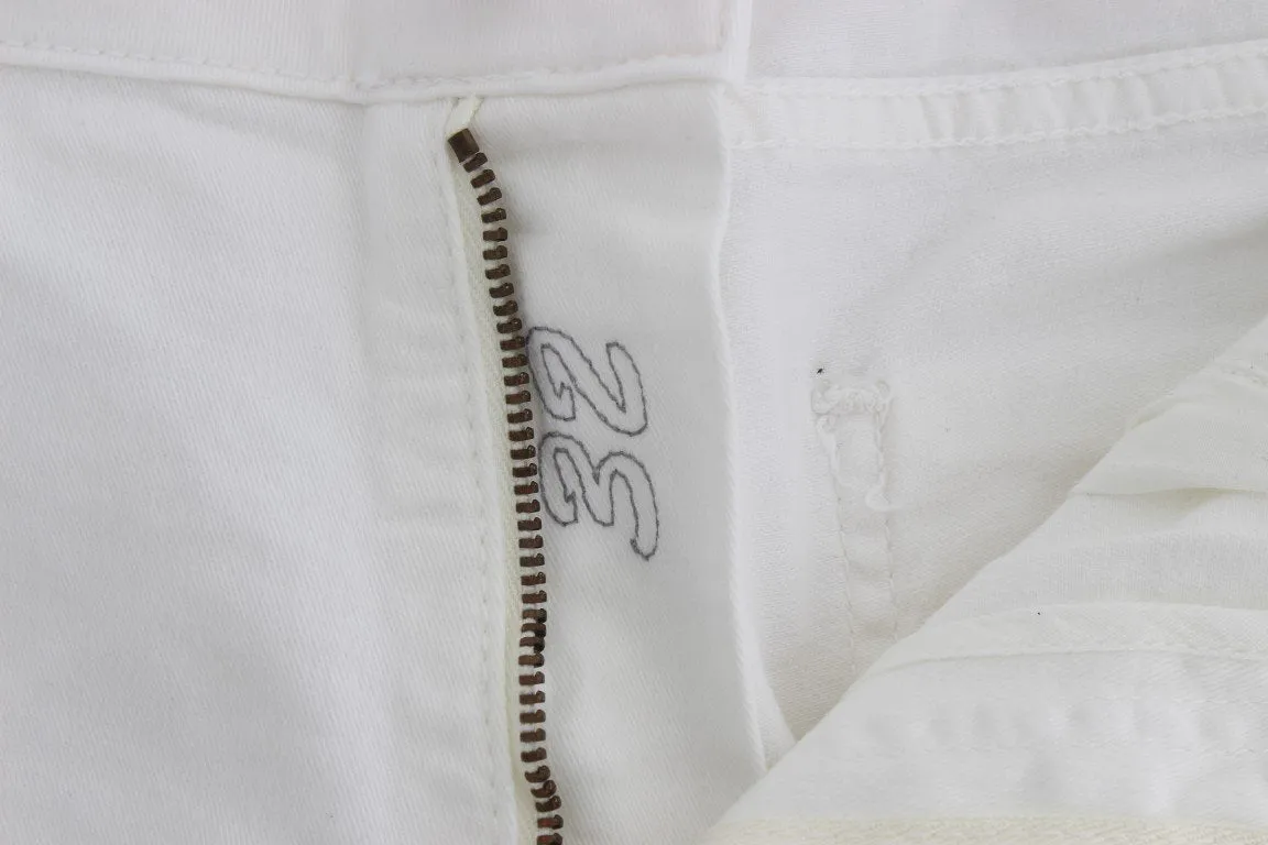 White Cotton Stretch Slim Fit Jeans