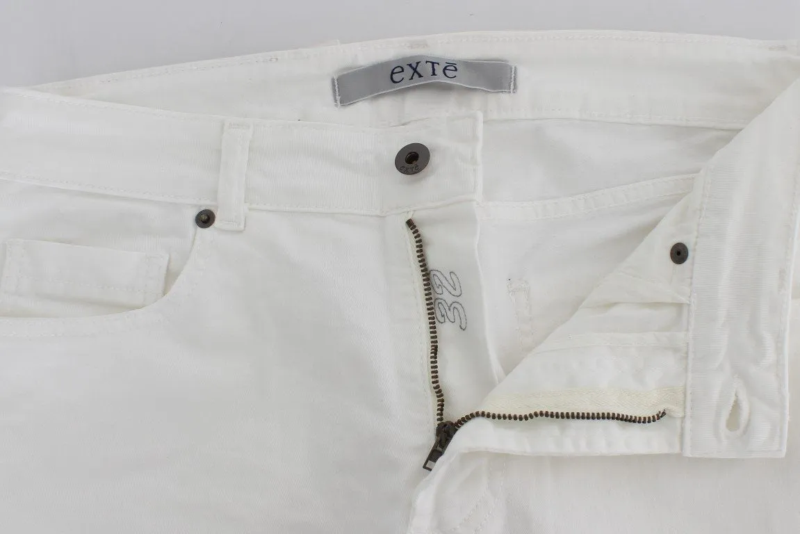 White Cotton Stretch Slim Fit Jeans